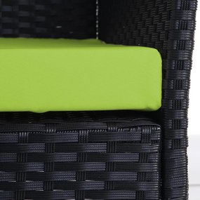 Polyratanová záhradná lavica Halden - antracit, zelený vankúš