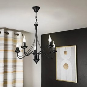Luster na reťazi ANTON 5xE14/15W/230V čierny