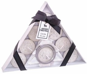 Čajový set sviečok a svietnika 8 ks s vianočným motívom – Casa Selección