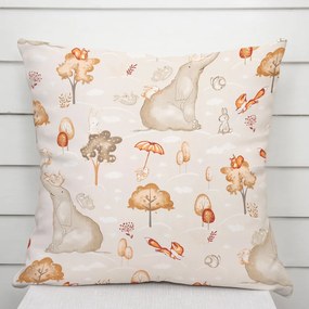 Biante Detská bavlnená obliečka na vankúš Sandra SA-692 Slon a jeho kamaráti na svetlo sivobéžovom 30 x 50 cm