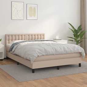 Boxspring posteľ s matracom kapučínová 140x200 cm umelá koža 3141130