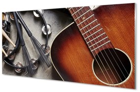 Obraz na skle Gitara Mikrofón tyčinky 120x60 cm