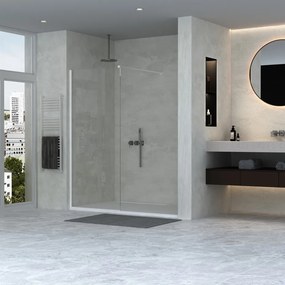 Erga Paris, sprchová zástena Walk-In 70x200 cm, 8mm číre sklo, biely matný profil, ERG-V02-PARIS-070x200-CL-WH