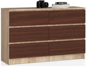 Komoda Kuba 120 cm 6 zásuviek dub sonoma/wenge