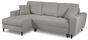 Svetlosivá rozkladacia/s úložným priestorom rohová pohovka z textílie buklé (ľavý roh/s leňoškou) Kyoto – Cosmopolitan Design