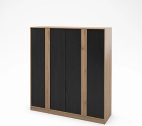 Šatníková skriňa v dekore duba v čierno-prírodnej farbe 180x197,5x53 cm Dennis – Marckeric