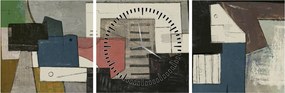 Obraz - Abstrakcia, kubizmus (s hodinami) (90x30 cm)