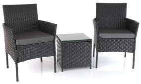 Záhradný balkónový set Nilo - 2 miesta, čierna