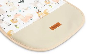 Podložka do kočíka Velvet Zvieratká s kvietkami Oranžová
