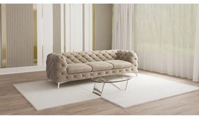 Sivobéžová zamatová pohovka 243 cm Chelsea – Ropez