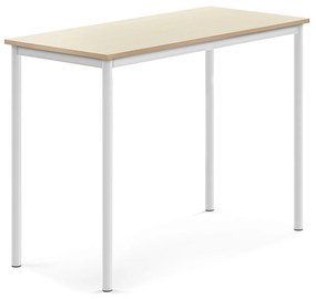 Stôl SONITUS, 1200x600x900 mm, HPL - breza, biela