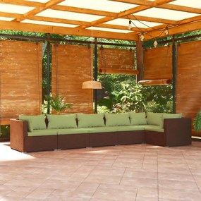 6-dielna záhradná sedacia súprava s vankúšmi polyratan hnedá