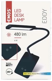 EMOS LED stolová lampa Eddy, čierna