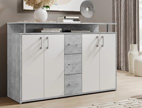 Komoda Drift, šedý betón/biela