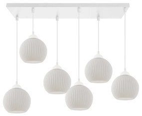 Závesné svietidlo Riffle Round, 6x biele sklenené tienidlo, w