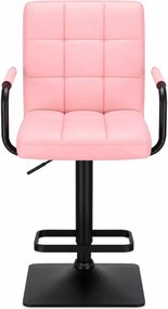 LuxuryForm DESIGN Barová stolička VERONA BLACK na čiernej hranatej podstave - ružová