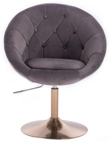 LuxuryForm DESIGN Kreslo VERA VELUR na zlatom tanieri - tmavo šedé
