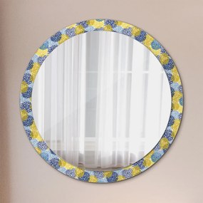 Okrúhle ozdobné zrkadlo Modré kvety fi 100 cm
