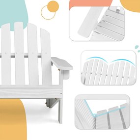 Detská Adirondack stolička pre 2 osoby, biela