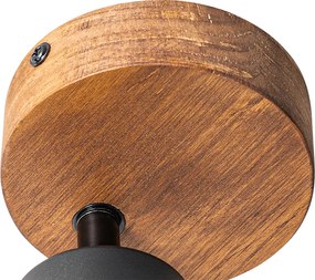 Priemyselný reflektor čierny s drevom naklápateľný - Jeana