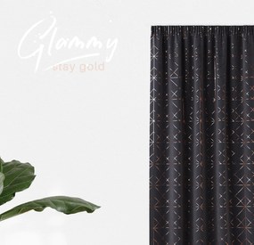 Dekorstudio Hotový záves GLAMMY - Tmavo sivý Spôsob zavesenia: Dekoračné kolieska