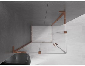 Mexen Velar L Duo, sprchový kút s posuvnými dverami 100 x 90 cm, 8mm číre sklo, ružové zlato, 871-100-090-02-03-60