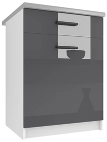 Kuchynská skrinka Belini spodná so zásuvkami 60 cm šedý lesk s pracovnou doskou  INF SDSZ1-60/0/WT/S/0/B1