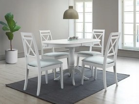 Jedálenský rozkladací stôl Dello z masívu 100/129 cm biely