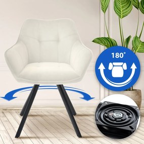 Jedálenská stolička Scott - zamat - Krémová