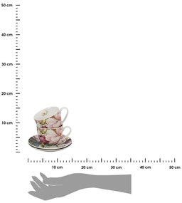Porcelánová šálka s podšálkou Magnolie 270 ml sada 2ks