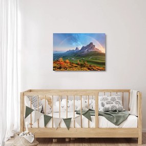 Sklenený obraz dúhy nad skaliskami (70x50 cm)