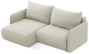 Krémovobiela rozkladacia/s úložným priestorom rohová pohovka (ľavý roh) Nanea – Makamii