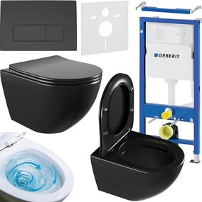 BPS-koupelny Podomietkový modul Geberit DuoFix s WC misou NERO-MTB-03 + ovládacie tlačidlo Delta 50 čierna mat