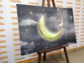 Obraz dievča na mesiaci