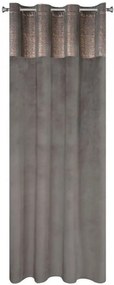 Šedohnedé zatemňovacie závesy s aplikáciou v hornej časti 140 x 250 cm