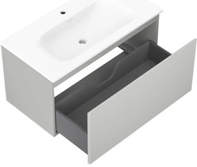 Mexen Orio, kúpeľňová skrinka 90 cm s umývadlom Vela, 1 zásuvka, šedá matná/biela matná, 91A10-09047-1-BF62-W23M01