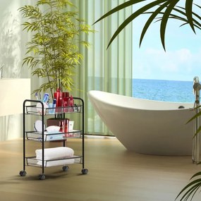 Pojazdný regál HALSEN čierny