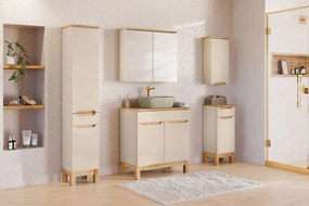 Koupelnová sestava Bali Nature s deskou a skříňkami 80 cm kašmírová/dub wotan