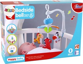 LEAN Toys Kolotoč do postieľky na batérie Zvuky modrý 3 plyšáci