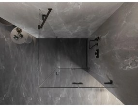 Mexen Lunar-F, sklápací sprchový kút pravý 70 x 70 cm, 8mm číre sklo, čierny profil, 836-070-070-70-00-P