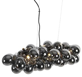 Art Deco závesná lampa čierna s dymovým sklom 8-Lights - Uvas