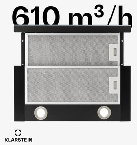 Klarstein Vinea, digestor, 60 cm, vstavaný, 610 m³/h, plochá konštrukcia, čierny