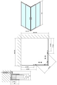 Polysan, EASY LINE štvorcová sprchová zástena 900x900mm, číre sklo, EL5115