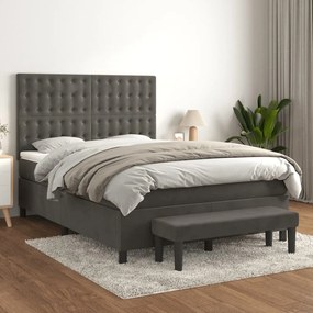 Posteľný rám boxspring s matracom tmavosivý 140x190 cm zamat 3138080