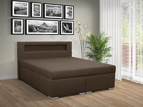 Čalúnená posteľ s úložným priestorom Tango 160 Typ farebného prevedenia: Savana krém 01, Typ čela: C - LED osvětlení
