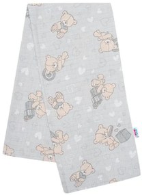 NEW BABY Bavlnená plienka s potlačou New Baby sivá medvedík a srdiečko