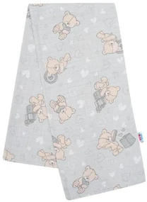 NEW BABY Bavlnená plienka s potlačou New Baby sivá medvedík a srdiečko