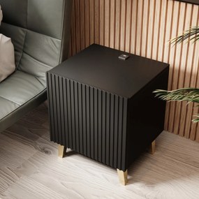 NOČNÉ STOLÍKY 2KS LUCILE S NABÍJAČKOU ČIERNE