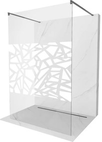Mexen Kioto, sprchová zástena Walk-In 130 x 200 cm, 8mm číre sklo biely vzor, grafitový profil, 800-130-002-66-85