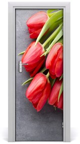 Fototapeta samolepiace červené tulipány 95x205 cm